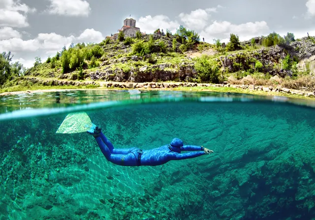 Freediver in a lake