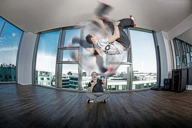 Indoor flip in multiple exposure